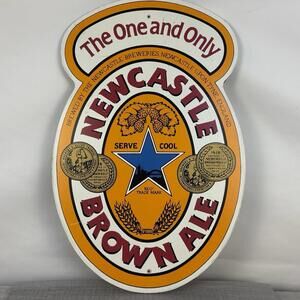 Vintage New Castle Brown Ale Tap Handle Lucite Wood and Wall Sign Beer Tavern